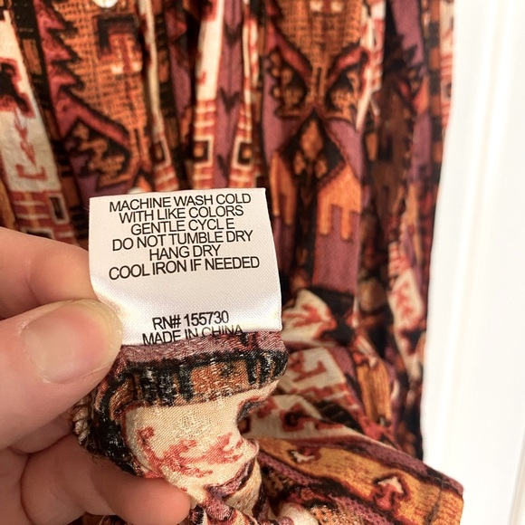 Jane and Delancey Fall Colors Printed Button-Down Blouse - Picture 6 of 6